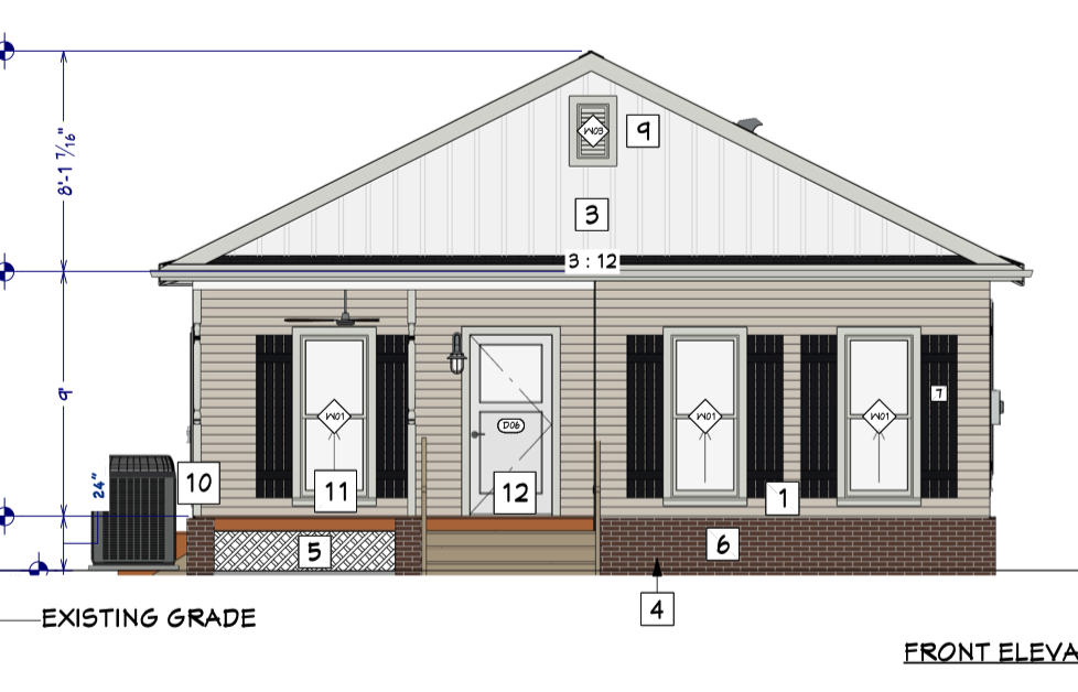 Front elevation (rendering) - 1008 Elmira St, Mobile AL