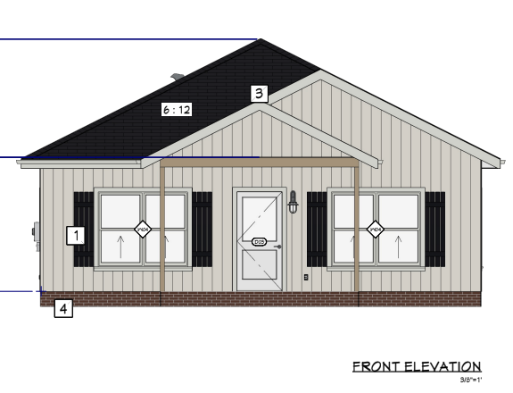 Front elevation (rendering)