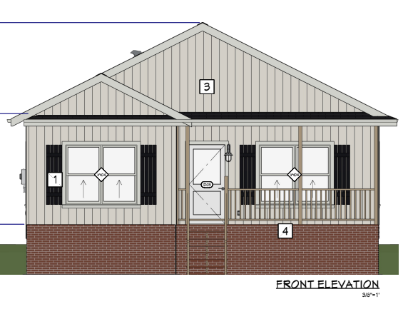 Front elevation (rendering) - 6097 Coronado Dr, Mobile AL